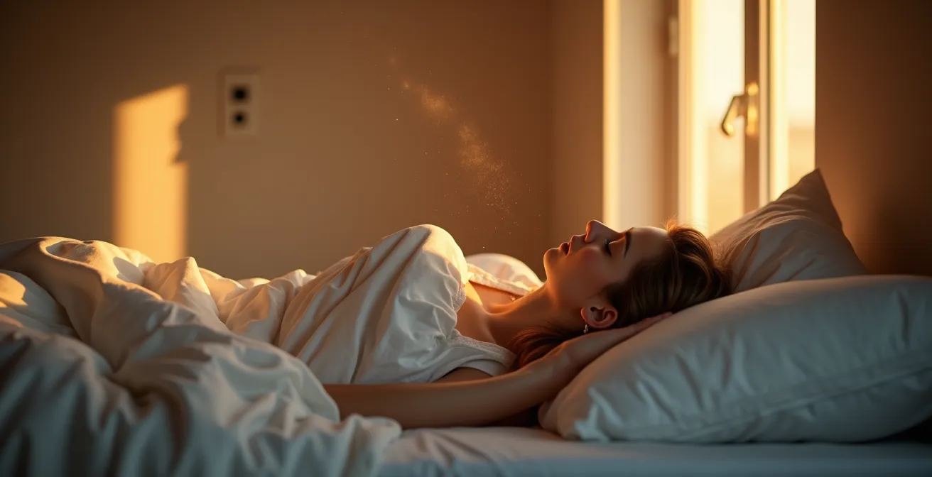 Bouche d'insufflation VMC dans une chambre avec système de réglage silencieux