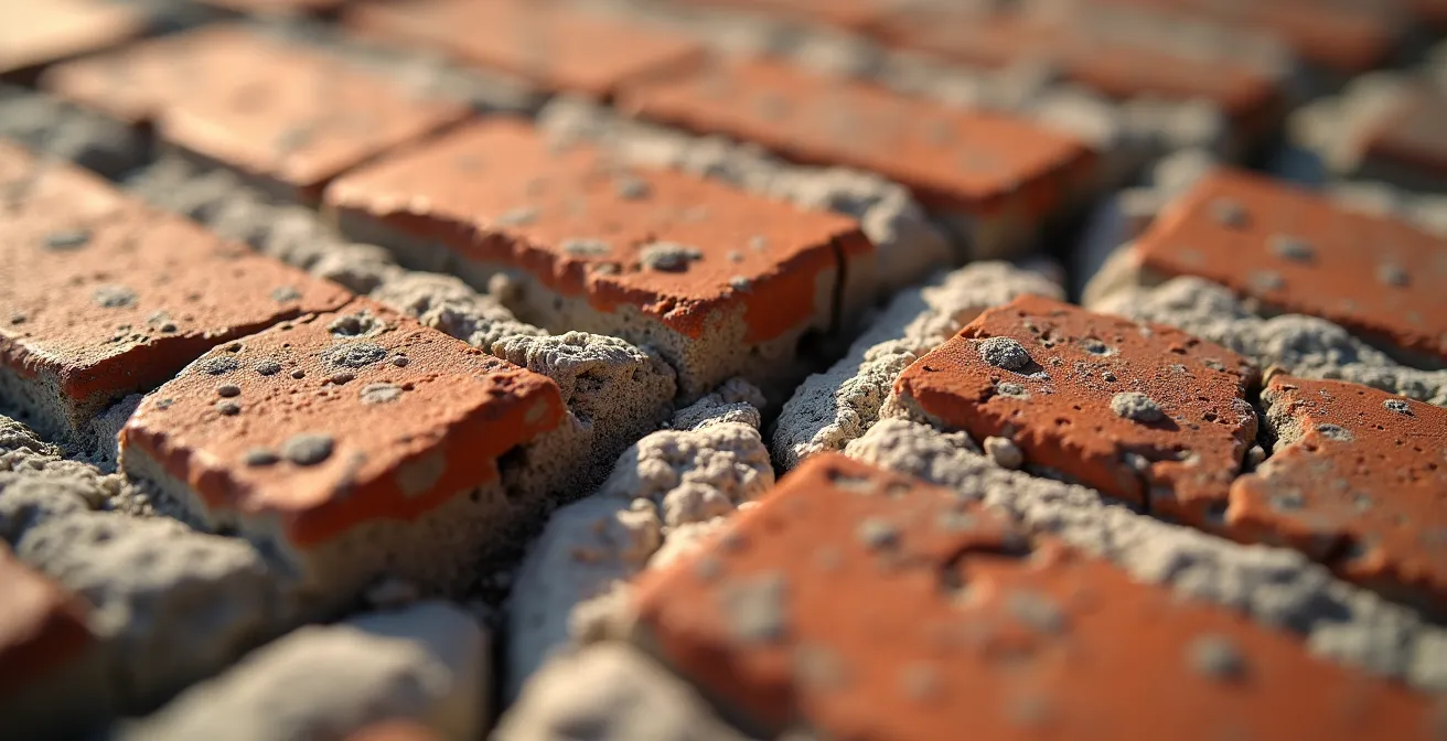 Fissure en escalier sur mur porteur nécessitant expertise