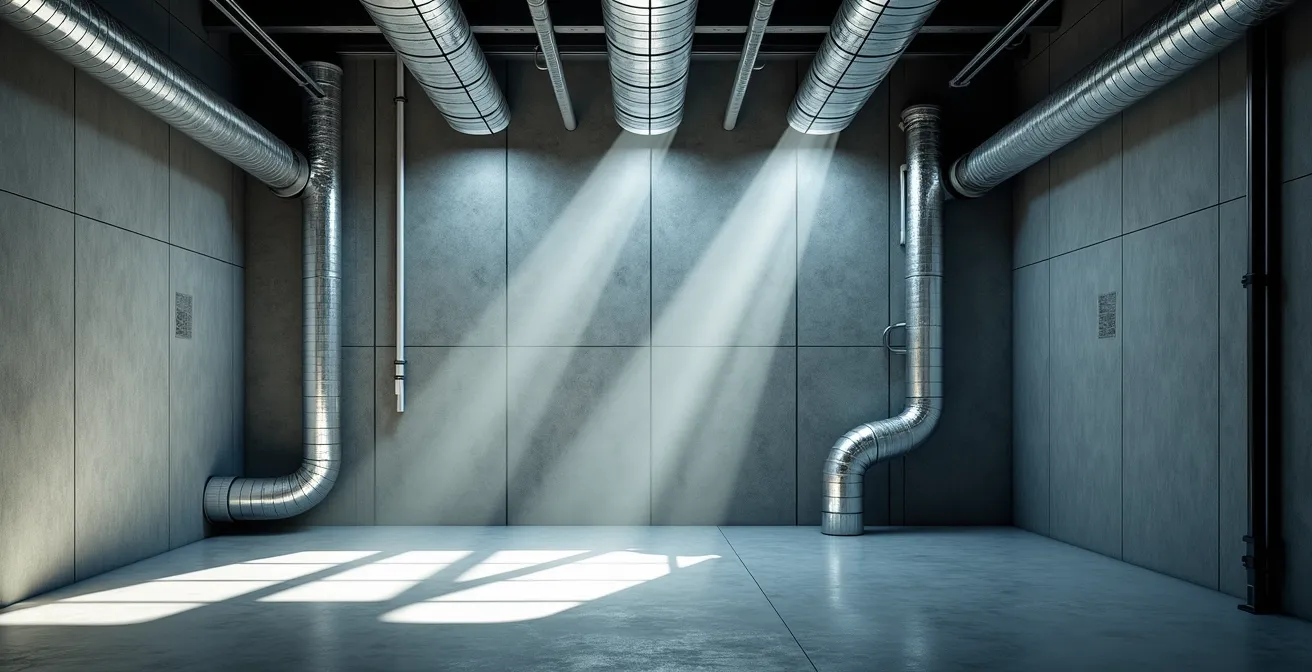 Installation technique d'un chauffe-eau thermodynamique avec système de gainage dans un garage